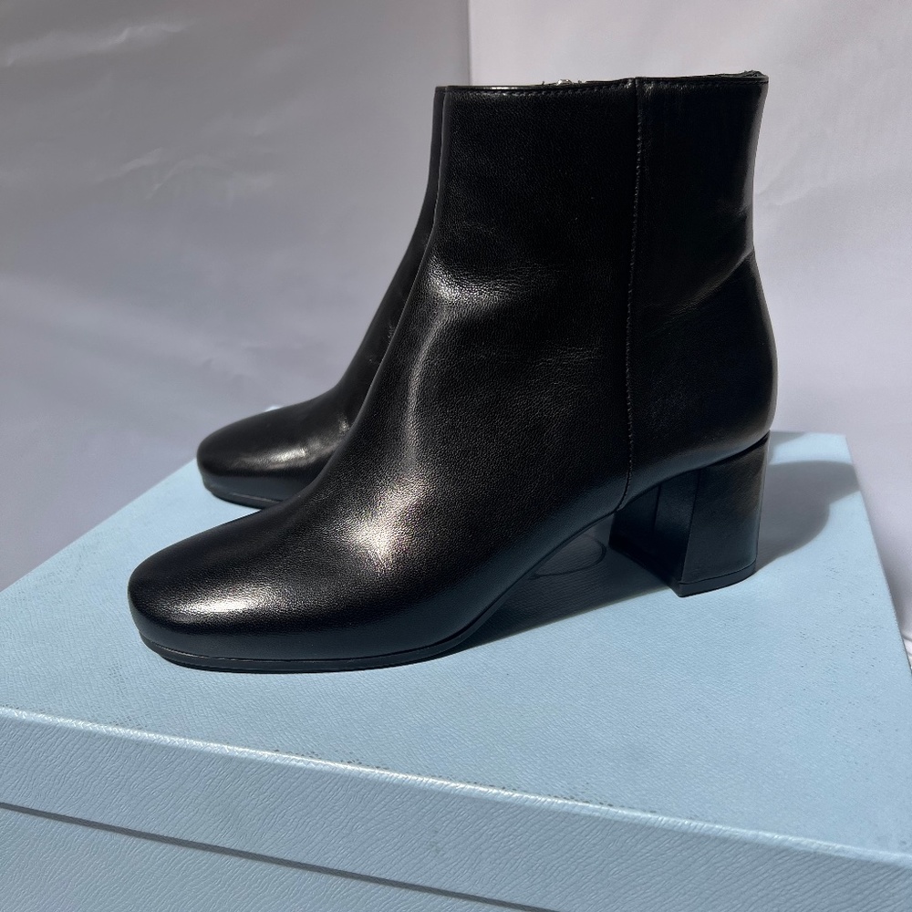Prada Napa Leather Ankle Boots - Black